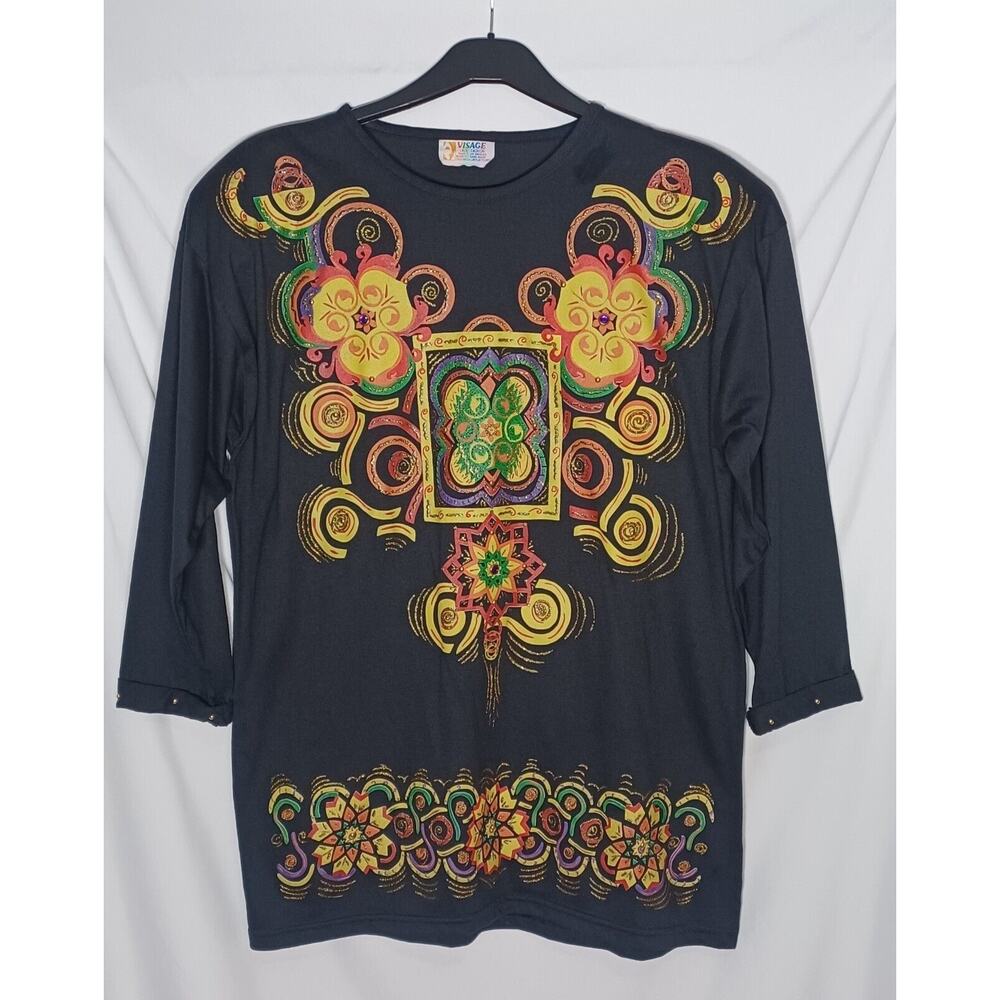 Vintage Visage Ladies Fashion Long Tunic Beaded Tee Artsy
